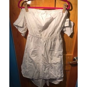 White Strapless with Sleeves High-Low Dress